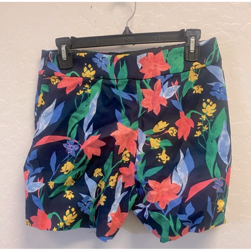 J. Crew Size 4 Women's Navy Floral High Waist Spring Summer Shorts Cottage Twee